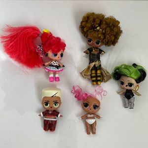 Lot of 5 Dolls:Radical QT Ultra Rare LOL Surprise REMIX Hair Flip,Queen Bee Doll